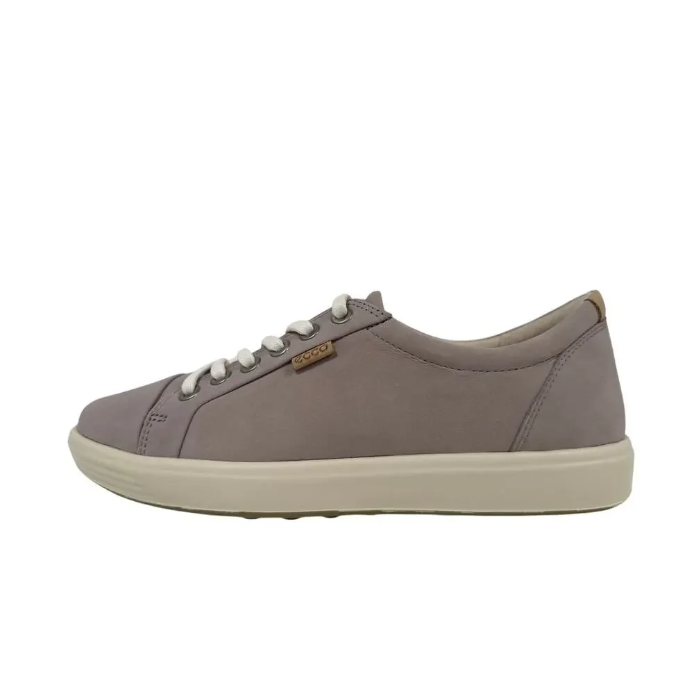 Ecco Soft 7 Casual Sneaker Womens‎ 7 7.5 EU 38 Nubuck Leather Grey Rose Flat